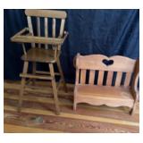 Doll High Chair/ Doll Bench