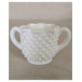 Fenton White Milk Glass Hobnail Star Sugar Bowl