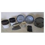 Crocks, Cast Iron, Tin Advertising Pie Plates