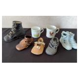 Porcelain Childrenï¿½s Cups/ Baby Shoes