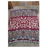 Woven Blanket in Maroon Navy & Gold Colors