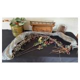 Wooden Shelf, Brass Planter, Garland