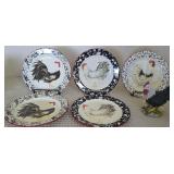 Cracker Barrel Morning Glory Rooster Plates