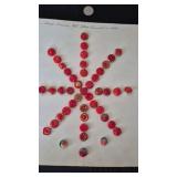 Vintage West German Red/Gold Glass Buttons