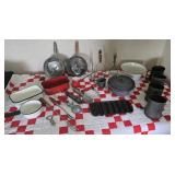 Retro Enamel  Ware & Red Handled Utensils