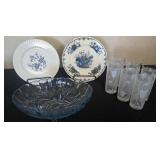Blue Footed Indiana Glass Fruit Bowl