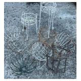 Wire Plant Stands and Baskets 9 Total