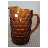 Vintage Amber Whithall Glass Water Pitcher