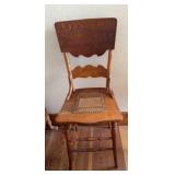 Antique Tiger Oak Caned Seat Side Chair