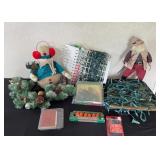 Stuffed Snowman Santa Fisherman/ Lights