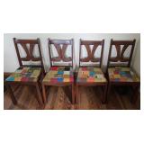 Chairs (cherry) with Patchwork upholstery,