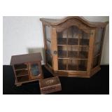 Wall Curio Cabinet and Jewelry Boxes