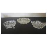 Crystal Glass Footed Bowl, 4 Section Relish Tray
