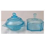 Blue Pressed Glass Candy Dishes