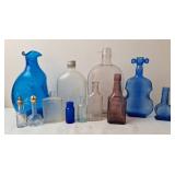 Glass Bottles & Crackle Glass Vase