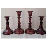 Tiffin Amethyst Glass Candlestick Holders