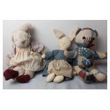 Country Patchwork Teddy Bear & Rabbits