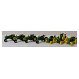 7 John Deere Diecast Toy Tractors, 1/64 Scale