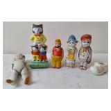 Three Bears Toothbrush Holder & Bisque Figurines