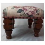 Upholstered Floral Footstool, Vintage