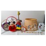 Mickey Mouse Lamp, Clocks, Kazoo & Mug