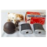 Vintage Bicycle Bell, Pedals & Walking Lovely Bear