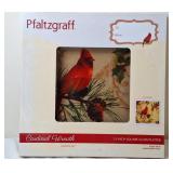 Pfaltzgraff "Cardinal Wreath" Square Glass Platter
