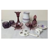 Fenton Amethyst Candle Holders & Misc. Trinkets