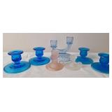 Imperial Double Candlestick & Blue Candlesticks