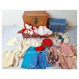 Vintage Doll Clothes & Small Trunks