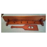 Wood Shelf w/Pegs & Decorative Butter Paddle