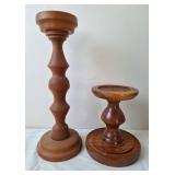 2 Pedestal Wood Candle Holders