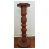 Turned Wood Pedestal Plant / Candle Stand