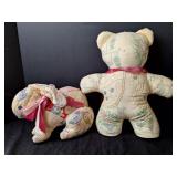Hand Crafted Quilted Rabbit & Embroidered Bear