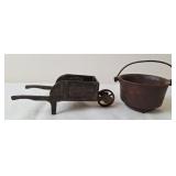 Miniature Cast Iron Wheelbarrow & Child