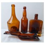 Amber Glass Bottles & "Slumped" Flat Spoon Rest
