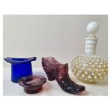 Fenton Perfume Bottle, Amethyst Shoe & More