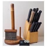 Knife Block w/Knives, Rada Sharpener, Dough