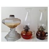 2 Finger Oil Lamps & Base Of Oil Lamp