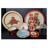 Christmas Cookie Trays, Bowl & Glass Candy Jar