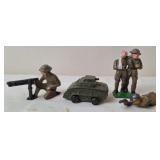 "Dimestore" Cast Soldier Figures & Cast Lead Tank