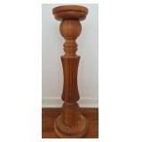 Turned Wood Pedestal Plant / Candle Stand