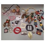 Ceramic Scarf Slides, Buckles, A. Wobler Necklace
