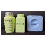 Jeannette Jadeite "Beehive" Pepper Shaker & Lid