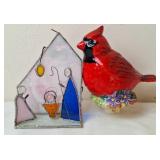 Stained Glass Nativity Scene & Cardinal Night