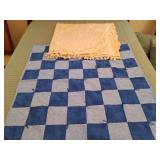 Shades of Blue Checkered Tied Quilt & Bedspread