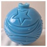 "Moon & Stars" Blue Milk Glass Lightning Rod Ball
