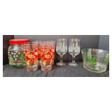 Christmas Tumblers, Stemware & Storage Jar