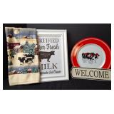 Farm Fresh Milk Picture, Cow Towel & Plate