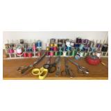 Spool Holders, Spools of Thread & Scissors